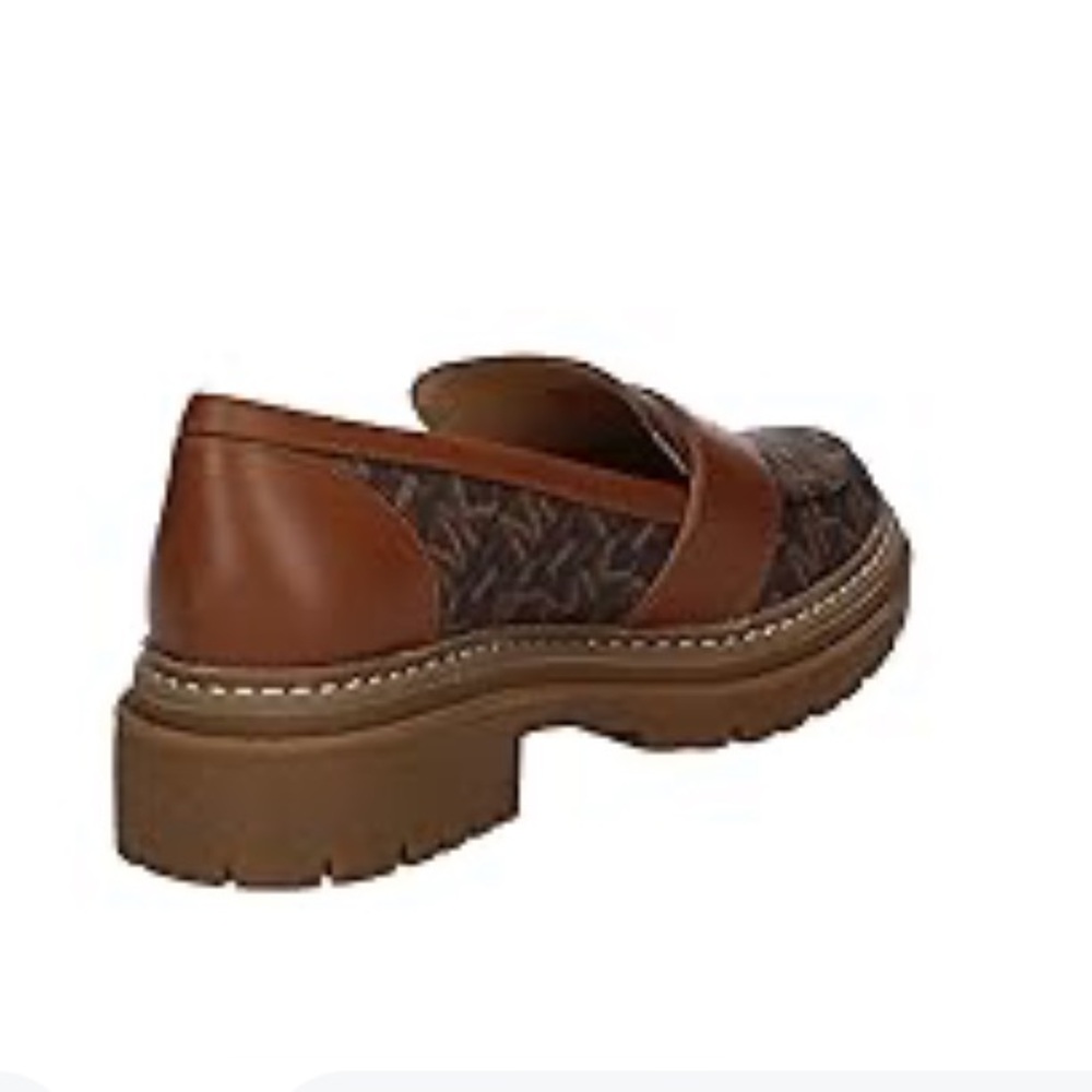Michael Kors Brown Monogram Lug Sole Loafers - Picture 3 of 6